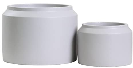 Olly & Rose Porto Lot de 2 pots de fleurs en céramique gris clair pour intérieur et extérieur (gris clair)