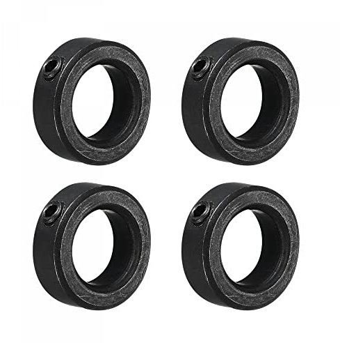 sourcing map 4 Pack Schachtbund Wellensicherungsring Stellringe 16mm Karbonstahl Set Stil Klemmen Halsketten Schwarz