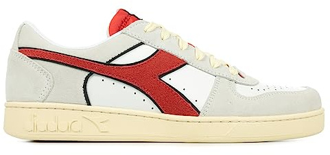 Diadora Magic Basket Low Suede Leather, Turnschuhe Unisex Erwachsene, White Ferrari Red Italy, 44 EU