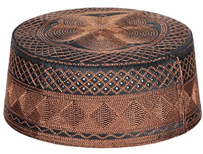HKSICHENGKEJI Muslimische Gebet Kufi Hut Männer Islam Schädel Stickerei Kappe Beanie Hut Arabisch Omani Türkische Gebet Kopfbedeckung Eid Geschenk, Kaffee, Einheitsgröße
