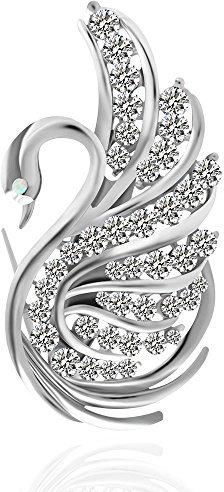 Schwan Brosche Frauen Schal Mantel Mantel Glänzende Blume Abzeichen Frauen Souvenir Geschenk (Silber)