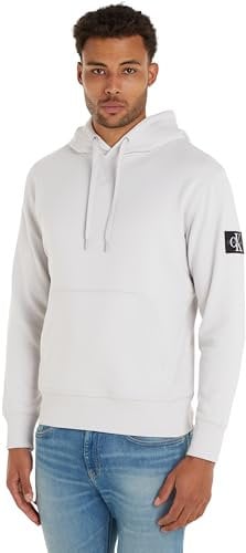 Calvin Klein Jeans Herren Hoodie Badge mit Kapuze, Grau (Lunar Rock), XL