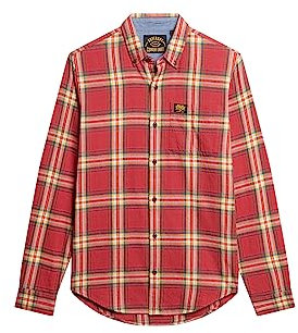 Superdry L/S Cotton Lumberjack Shirt Tricot, Rouge (Drayton Check Red), S Homme