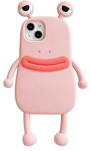 BONICI Men Women Super Funny Novelty Hotdog Sausage Mouth Big Eyes Green Frog Pink Frog Phone Case Soft TPU Silicone Rubber Phone Cover Compatible with iPhone 11, Full Body Protection -Pink
