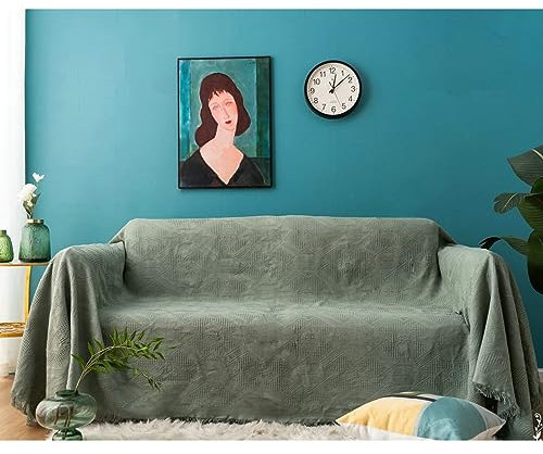 Daesar Couchbezug Eckcouch Universal 230x250CM, Sofabezug Nordisch rutschfest mit Rhombisch Muster Grün Sofa Überzug 2 Sitzer Sofaüberwurf Ecksofa