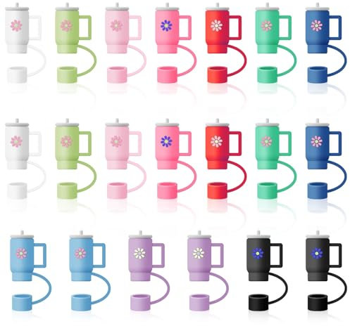 Auidy_6TXD 20 Pcs Straw Toppers for Stanley, Straw Covers Cap Fit for Stanley Cup Straw Cover compatible with Stanley 30&40 Oz Tumbler 10mm Straw Covers Cap for Stanley Cups Accessories (Style 1)