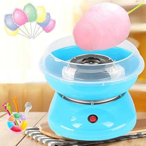 Mini Macchina Zucchero Filato Bambini con 10 Bastoncini e Cucchiai, Cotton Candy Machine Utilizzato per Feste di Compleanno di Casa e Bambini (A-Blue)