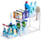 Puricon Unter Waschbecken Regal, 2 Etagen Standregal Küche Arbeitsplatte Regal Organizer, Mehrfunktional Küchenregal Gewürzregal Unterschrankregal Spülschrankregal -Clear