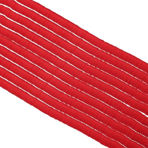 PATIKIL 6mm Polymer Clay Beads Spacer, 3500Pcs 10 Strands Round Flat Handmade Bead Spacer for Craft Home Decor Chain Bracelets Jewelry Making, Red