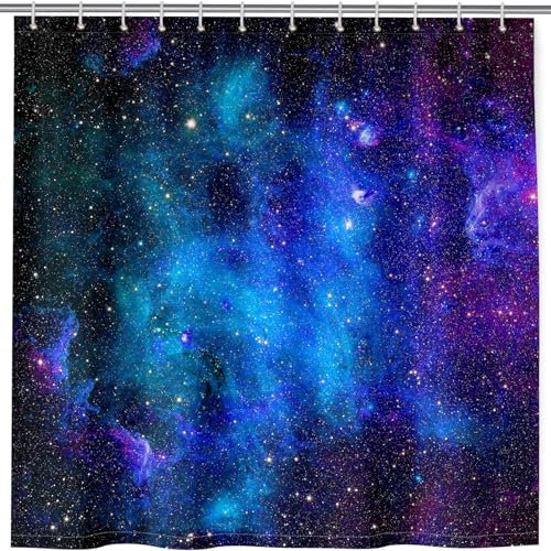 ANHOPE Galaxy Shower Curtain Waterproof Mould & Mildew Resistant Bathroom Curtain Space Nebula Planet Bath Drapes Polyester Fabric Bathtub Decor Set with 12 Hooks 180 x 180 cm