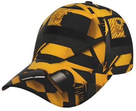 Zltegako Mustard Yellow and Black Adjustable Baseball Cap Hat For Stylish Comfort And Sun - Unisex and Breathable Headwear for All Season Use, Black, One Size, Siehe Abbildung, One size
