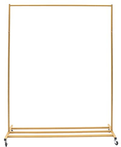 ERnonde Kleiderstange, kleiderständer auf rollen Mobil Kleider Ständer Industrieller Vintage Stil für Flur Eingangsbereich Schlafzimmer Waschküche Kleiderkammer Büro Eisen Gold