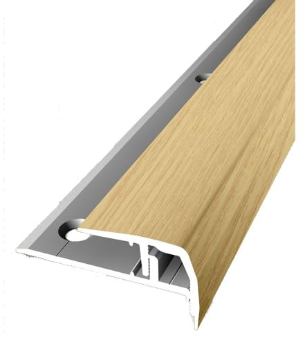 PROVISTON | Treppenkantenprofil | Metallprofil | Breite: 33 mm | Höhenausgleich: 7-14 mm | Länge: 1000 mm | Aluminiumprofil | Eiche hell | 1 Stück