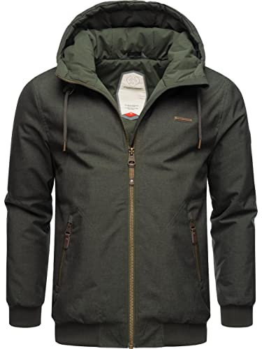 Ragwear Herren warme wasserdichte und atmungsaktive Winterjacke kurz mit Verstellbarer Kapuze Stewie Dark Olive22 Gr. 3XL