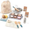 Wooden Play Food Sets Age 3+ for Kids Toddlers Toys Food Pretend Play Kitchen Accessories with Shopping Bag Cutting Food Toys Gift for Boys and Girls 3 4 5 6