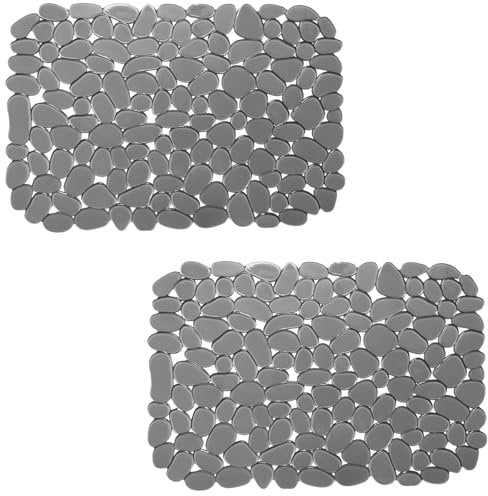 Echehi Paquete de 2 Protector Fregadero, 40 x 30 cm Protector Fregadero Cocina de Corte DIY, Alfombrilla Fregadero Cocina de Drenaje Rápido para Platos, Cristalería, Verduras. Gris