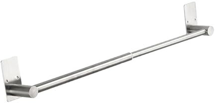 XUNFAKE Handtuchhalter Ohne Bohren, Edelstahl Handtuchhalter, Verstellbarer Handtuchhalter Für Badezimmer, Handtuchhalter Bad Ausziehbar 38-65CM, Für Bad Und Küche (B-Silver)