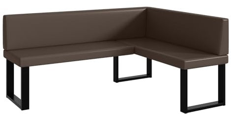 MEBLINI Eckbank für Esszimmer - Küchenbank - Essecke - Sitzecke Küche - Toni - U-Beine 128x168x87cm Rechts - Braun Kunstleder