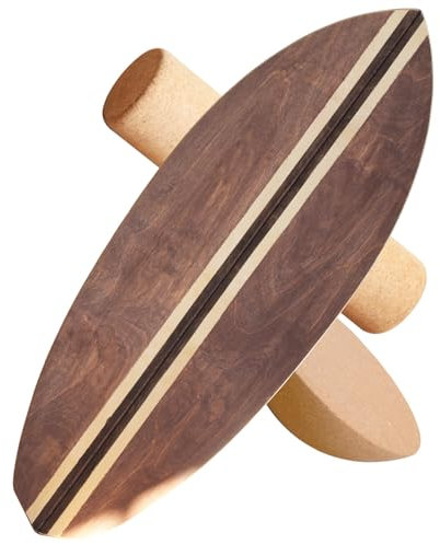 Holz Balance Board mit Rolle & Halbkugel - Balancierbrett für Gleichgewichtstraining - Kinder und Erwachsene - Inkl. Trainingsball & Anleitung-