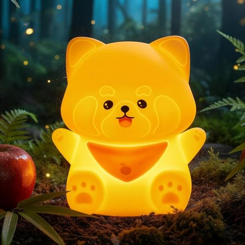 POSSHE Rotpanda Nachtlicht, Rotpanda Geschenk, Niedliches Silikon-Nachtlicht Kinderzimmer-Dekoration Geschenk für Kinder, Jugendliche & Erwachsene Ideal zu Weihnachten & Geburtstag