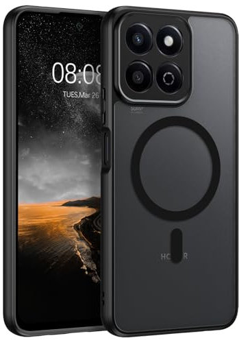GUAGUA Cover Magnetico per Honor 200 Smart 5G, Custodia Glassata Traslucida Compatibile con MagSafe, Opoco Protettivo Case per Signore Anti-Graffio Glassato Traslucido Antiurto 6,67 Pollici Nero