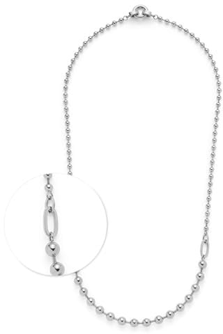 JEWELS BY LEONARDO Halskette Clip & Mix Dotty • mittellange Kugel-Kette aus silberfarbenem Edelstahl • Mix aus feinen und kräftigeren Kugeln • 60-61,3 cm Länge • Schmuck Geschenk für Frauen • 024922