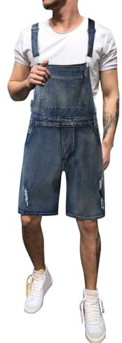 Salopette Da Lavoro Da Uomo In Denim, Overalls Casual Jumpsuit Vintage Salopette Jeans Con Bretelle Pagliaccetto Estate Salopette Corta Tuta Salopette Da Lavoro Da Uomo Pagliaccetti Uomo Slim Fit Moda