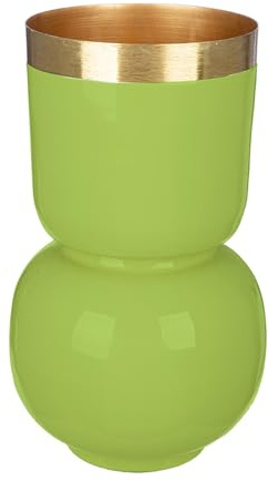 GILDE Vase Roro - Metall - grün glänzend - Höhe 31cm x Ø 18cm - Blumenvase