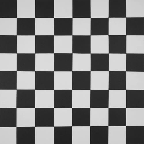 Vinyl Flooring Black White Checkerboard Tile Effect Foam Backed Vinyl Flooring Roll | Non-Slip Easy Clean Waterproof Lino Vinyl Floor | Kitchen, Bathroom Flooring (Checkerboard, 3m x 2m)
