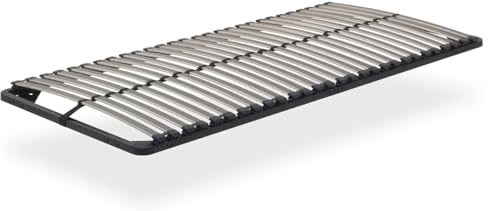 Mon Mobilier Design Ortho Sommier à Lattes en Acier avec Bande stabilisatrice Noir 90x200 cm sans Pieds