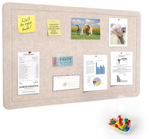 Pinnwand 60 x 40cm – Selbstklebende Filztafel, Geräuschdämpfende Pinnwand als Korktafel-Alternative, Foto- & Memoboard für Kinderzimmer, Schule & Büro (Beige, 60 x 40 cm)