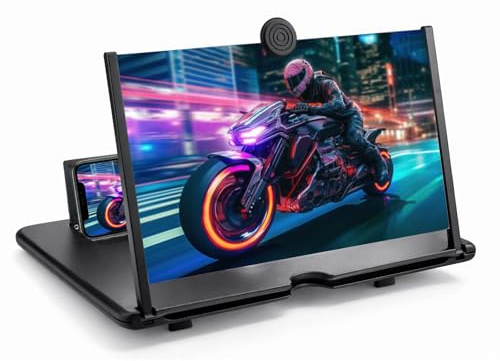 Bildschirmlupe für Handy 12 Zoll, Handy vergrößerungs Bildschirm, HD Handy bildschirmlupe mit Ständer, Anti-blaulicht Bildschirmlupe für Filme und Spiele, Geschenk für ältere Menschen und Kinder