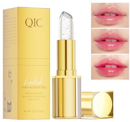 QIC Color Changing Lipstick, Temperature Lip Balm, Farbwechselnder Lippenstift,Lippenstift 24 stunden halt,Lippenpflege Moisturising,Silber blatt PH lippenstifts
