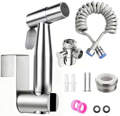 Bidet Handbrause Set, Handbrause Bad Bidet mit 3 Wege Wasserhahn & 1.5M & G1/2 Ventil Schlauch für Reinigung Spüle, Badezimmer Ecke, Toilette, WC, Persönliche