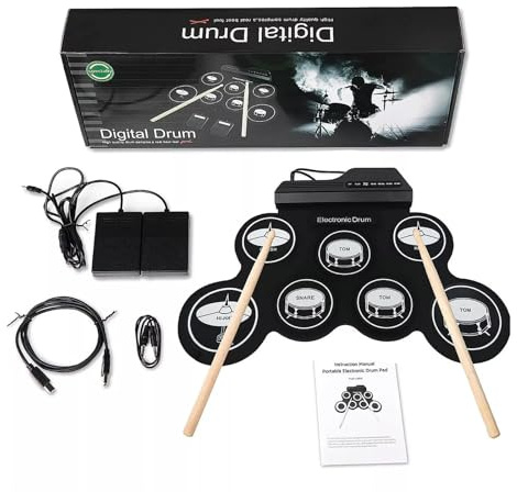 MAGICLULU Elektronisches Schlagzeug Satz Rolle Up USB Tragbares Digitales Drum Pad mit Kopfhöreranschluss Leise Übungs Trommel für Erwachsene Anfänger