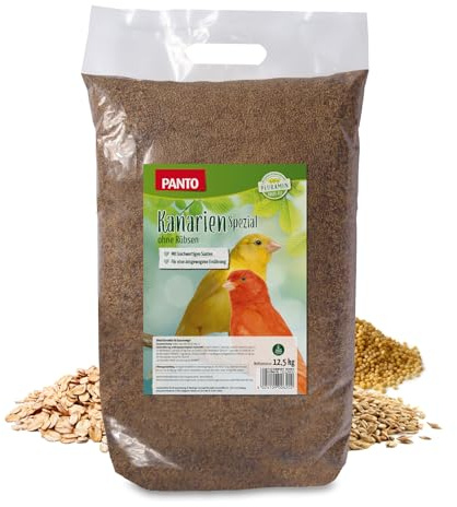 PANTO Kanarienfutter mit Pluramin 12,5 kg - Ziervogelfutter aus bunter Saatenmischung, Vogelfutter ohne Nüsse