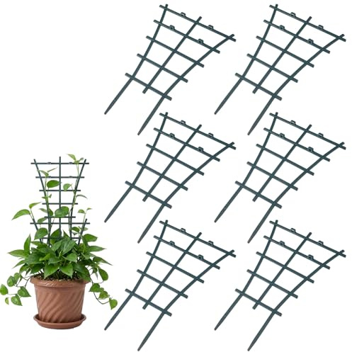 Elegaperma 6 Pcs Small Trellis for Pots,Green Plastic Small Pot Trellis