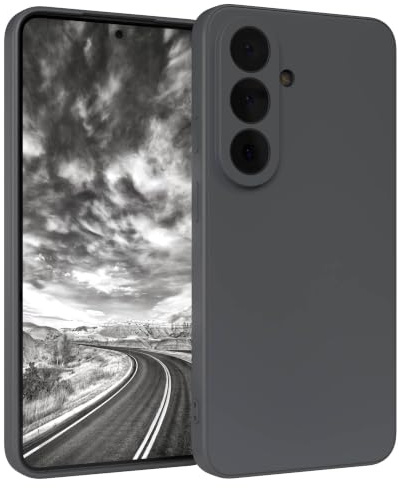 EAZY CASE - Silikonhülle für Galaxy S26 Hülle Silikon Case Grau weich stoßfeste Handyhülle Schutzhülle mit Kameraschutz Dünn Premium Schutz Cover TPU Phone Bumper in Anthrazit Matt