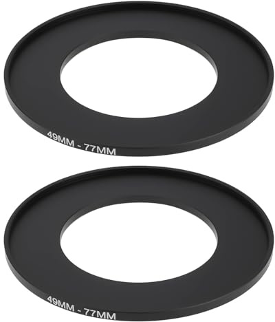 VGOL 2 Pack 49mm to 77mm Black Aluminum Camera Lens Filter Step Up Adapter Ring