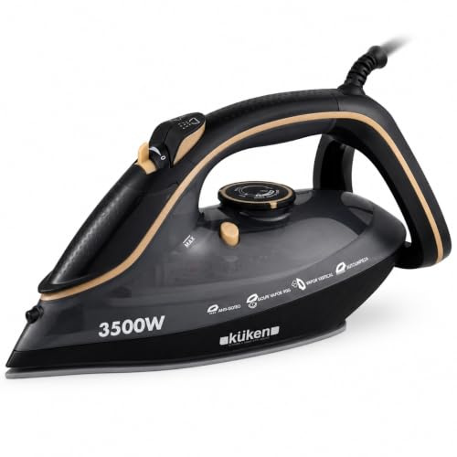 KUKEN Plancha Vapor 3500W Con Suela Cerámica, Plancha De Vapor Con Golpe De Vapor 160 G/Min, Vapor Vertical, Autoapagado, Sistema Antical, Plancha Ropa Profesional Antigoteo