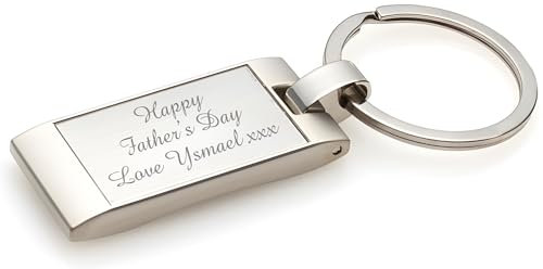 Personalised Satin Chrome Wave Design Keyrings for Men and Women | Car Key Accessories | Unique Keychains, Tags & Gifts | Ideal for Keys, Bags & Crafts | Matching Sets for Couples