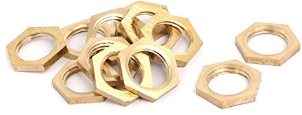 sourcing map Écrou Hexagonal Fin 1/4BSP Filetage Femelle en Laiton 12pcs | Raccord De Tuyau Contre-Écrou