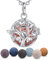 EUDORA Harmony Ball Halsketten für Frauen Aromatherapie Kette Damen Anhänger Aroma Oel Diffuser Charme Schmuck Geschenk Natürlicher Lavastein Perlen Kette 7 PCS，24