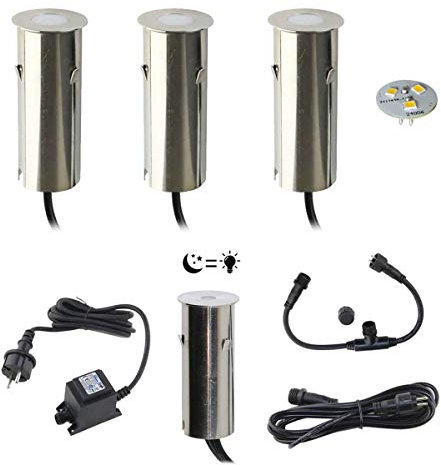 BodeneinbauleuchteCelino 3-KIT Dämmerungssensor /12V inkl Leuchtmittel (wechselbar), Trafo & Konnektoren/Material Gehäuse: Edelstahl