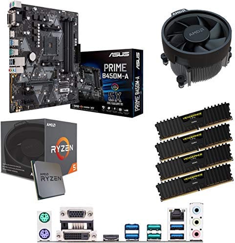 Components4All AMD Ryzen 5 2600X 3.6GHz (Turbo 4.2GHz) Six Core Twelve Thread CPU, ASUS Prime B450M-A Motherboard & 16GB 3000MHz Corsair DDR4 RAM Pre-Built Bundle
