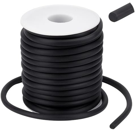 NBEADS 1 Rollo 10M Cordón de Caucho Negro, 5mm Cordón Sólido Elástico Redondo para Hacer Manualidades de Joyería DIY