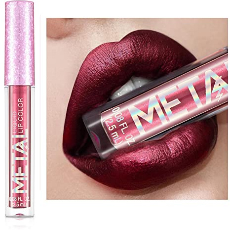 Allbesta Metallic Shimmer Glitter Lipgloss Waterproof Liquid Lipstick Long-lasting