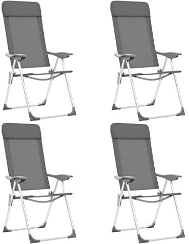 vidaXL 4X Campingstuhl Aluminium Grau Angelstuhl Gartenstuhl Klappstuhl Stuhl