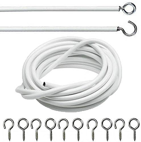G4GADGET 3M Net Curtain Wire with 8 Hooks & 8 Eyes – Strong and Flexible Curtain Hanging Kit for Net Curtains, Windows, Doorways, Wardrobes & Home Use – Easy Installation & Secure Fit