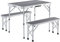CASARIA® Klapptisch Wetterfest Höhenverstellbar Campingtisch mit Bänken Gartentisch Falttisch 120x60cm Klappbar leicht transportabel 4 Personen Grau